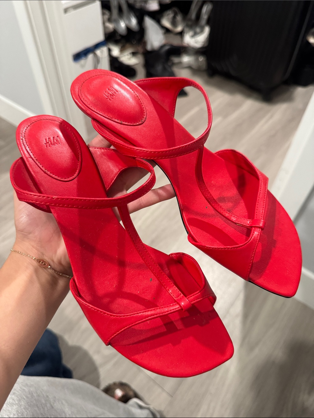 H&M Bold Red Strappy High-Heel Sandals